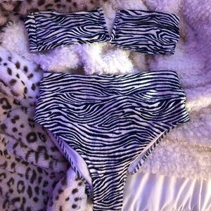 h&m navy zebra bikini set
